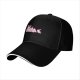 Black Baseball Cap with Pink Cute Character Graphic Print