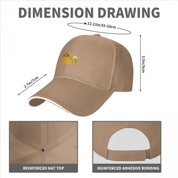 Black Baseball Cap With Cute Worried Orange Tabby Cat Graphic