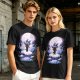 Olive T-Shirt With Moonlit Pirate Ship And Silhouette Figure Print