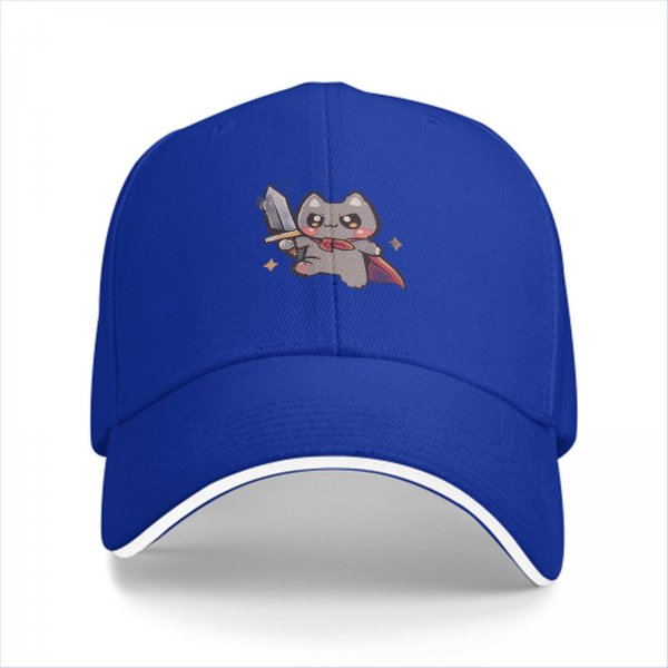 Black Baseball Cap With Cute Warrior Cat Graphic Design