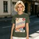 Olive t-shirt with retro guide to adulthood VHS-style print