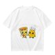 Olive T-Shirt with Cute Pizza and Pineapple Holding Hands Print