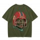 Olive T-Shirt with Zombie Football Player Helmet Graphic