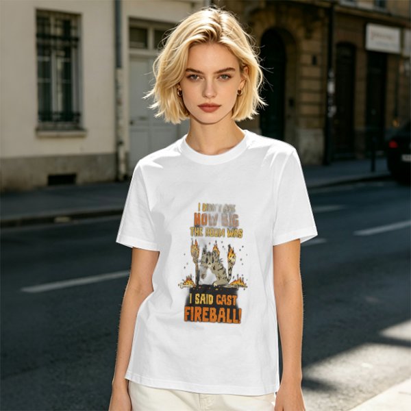 I Didnt Ask How Big The Room Was I Said Cast Fireball Cat T-Shirt