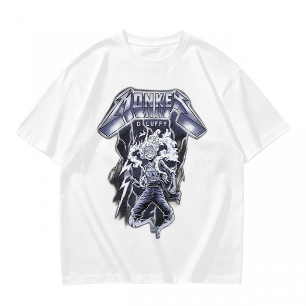 One Piece Monkey D. Luffy Gear 5 Metal Rock Style Graphic T-Shirt