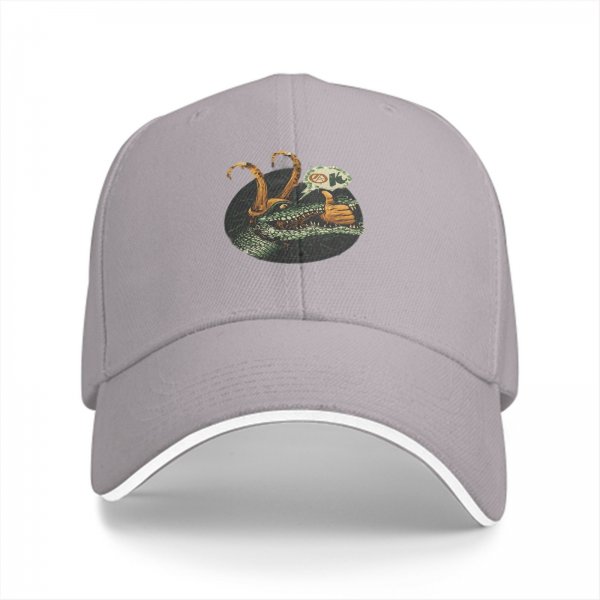 Black baseball cap with alligator Loki giving a thumbs up