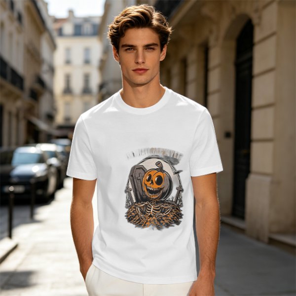 Olive Halloween Skeleton Pumpkin Graphic T-Shirt