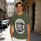 Olive Green Graphic T-Shirt With Bring Coffee Mug Print