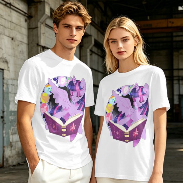 Olive T-shirt with Twilight Sparkle reading a magical book