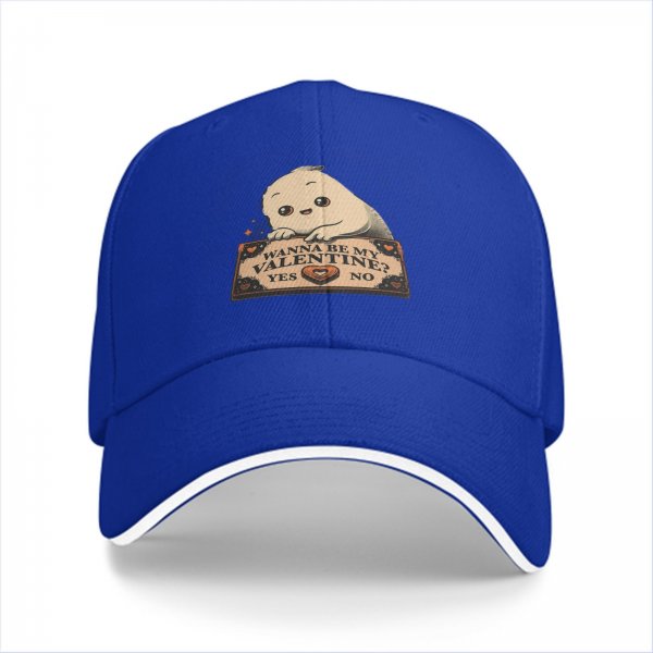 Black baseball cap with cute ghost 'Wanna Be My Valentine?' print