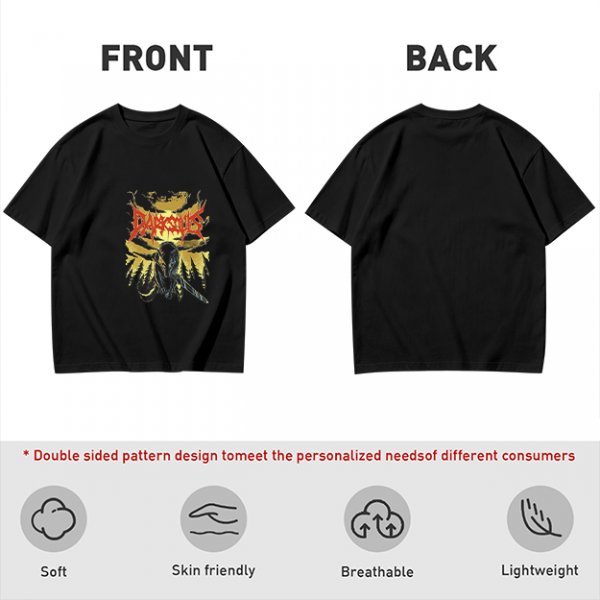 Olive graphic t-shirt with Dark Souls metal-style print
