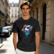 Olive T-shirt with Cartoon Character Holding Mushrooms Print
