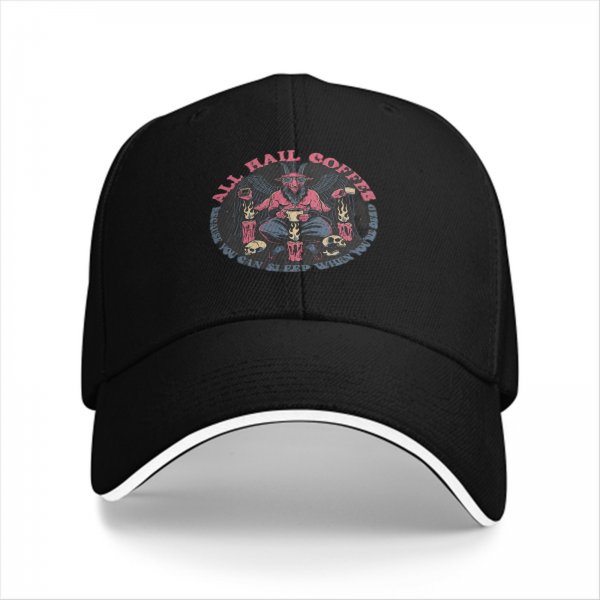 All Hail Coffee Demon Graphic Black Baseball Cap