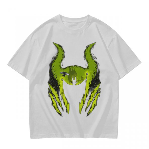 Olive Green T-Shirt With Monster Horned Claw Graphic Print