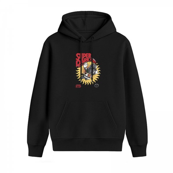 Black Hoodie With Super Dark Knight Sun Graphic Print