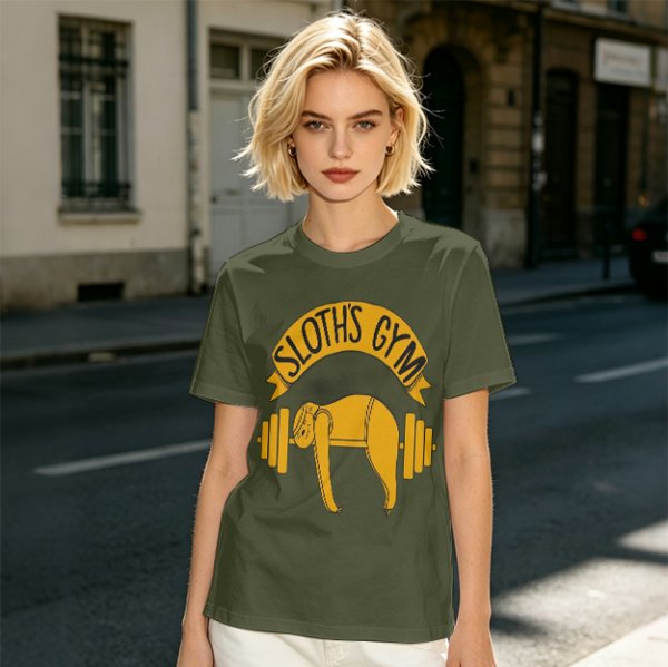 Sloth's Gym T-Shirt with Funny Lifting Sloth Graphic