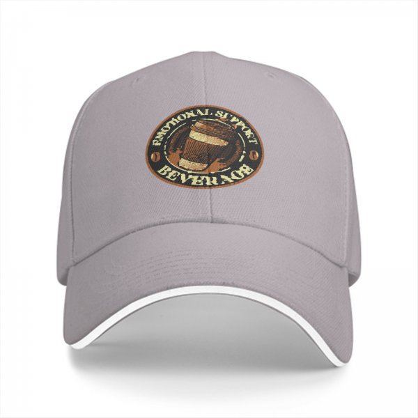 Black Baseball Cap With Emotional Support Beverage Coffee Print