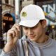 Black Baseball Cap With Distressed Yellow Skull Pirate Emblem