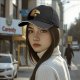 Black baseball cap with Halloween skull moon graphic design
