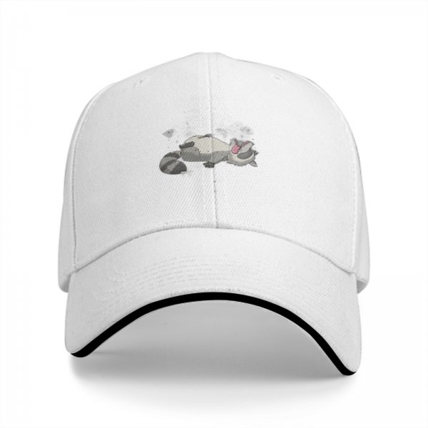 Black Baseball Cap With Playful Yawning Raccoon Graphic
