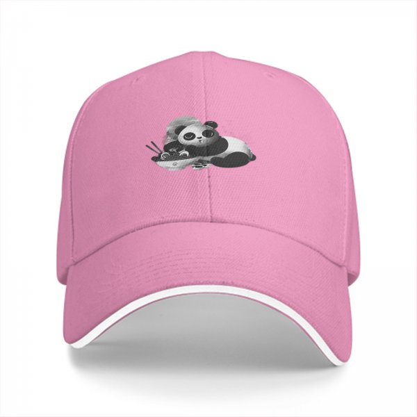 Black Baseball Cap With Cute Panda Eating Ramen Graphic