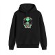 Black Hoodie with Alien Just Here For The Pizza Graphic