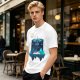 Olive T-Shirt With Geometric Dragonfly Mountain Night Scene Print