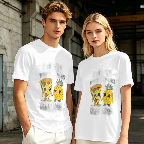 Olive T-shirt with Cute Pizza and Pineapple Cartoon Print