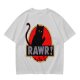 Olive T-Shirt With Black Cat Rawr Dinosaur Parody Graphic