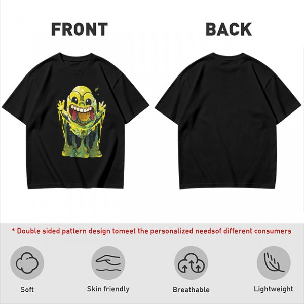 Olive T-Shirt With Playful Green Slime Monster Graphic