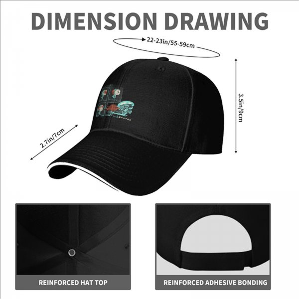 Black Baseball Cap With Sci-Fi Alien Facehugger Art Print