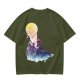 Olive T-Shirt with Watercolor Witch and Moon Art Print