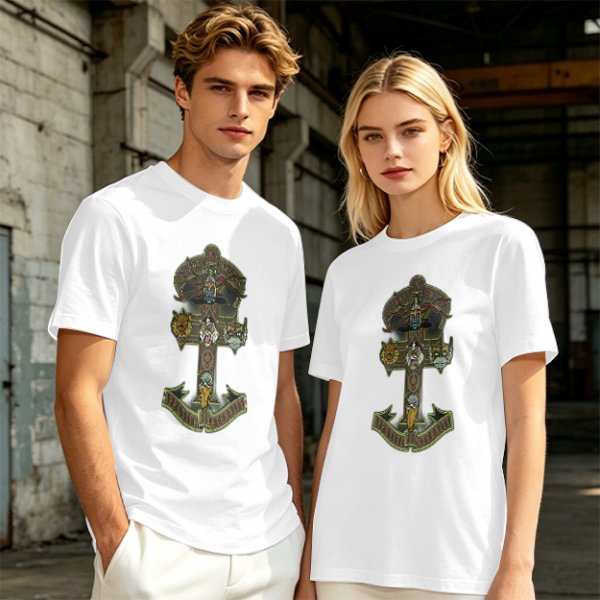 Olive Graphic T-Shirt With Anchor And Animal Head Emblem Print