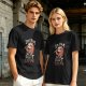 Olive graphic t-shirt with sloth holding knife and 'I'm calm but don't try me' text