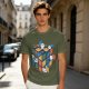 Olive T-Shirt With Cute Cats On A Rubik's Cube Graphic