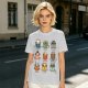 Olive T-Shirt With Cute Animal Teacup Character Print