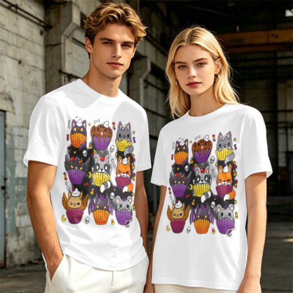 Halloween Animal Cupcake Graphic T-Shirt For Spooky Season