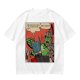 Olive t-shirt with comic print of Hulk and Thor mid-smashed interaction