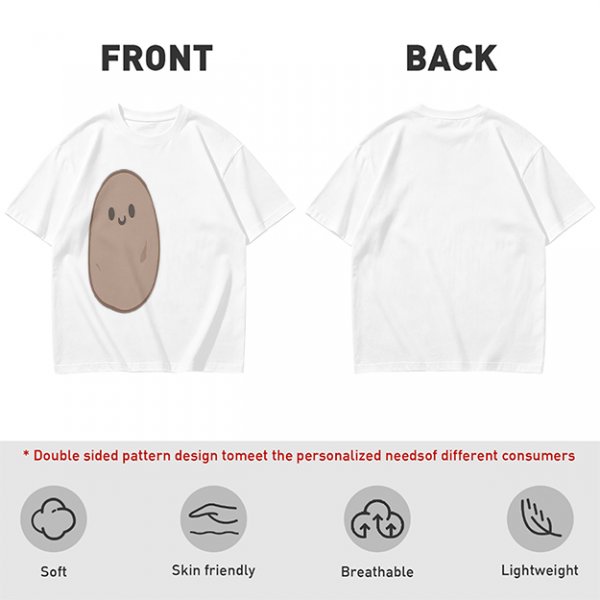 Olive Green T-Shirt With Cute Smiling Potato Graphic