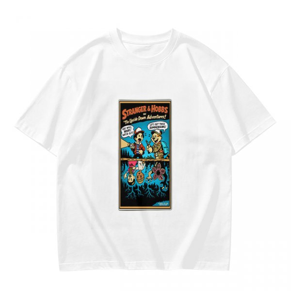 Olive T-Shirt with Stranger Hobbs Upside Down Comic Print
