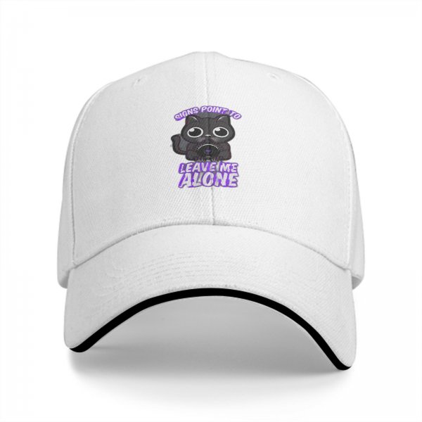 Black Baseball Cap With 'Signs Point To Leave Me Alone' Cat Graphic