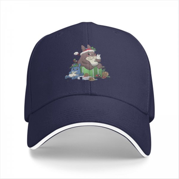 Black Baseball Cap With Christmas Totoro Family Graphic