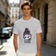 Olive graphic t-shirt with skull tea cup and 'Freaks like me drink tea' text