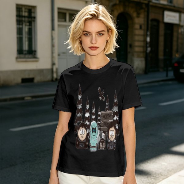 South Park Style North Park Winter Forest Graphic T-Shirt