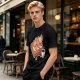 Olive green t-shirt with capybara sushi print design