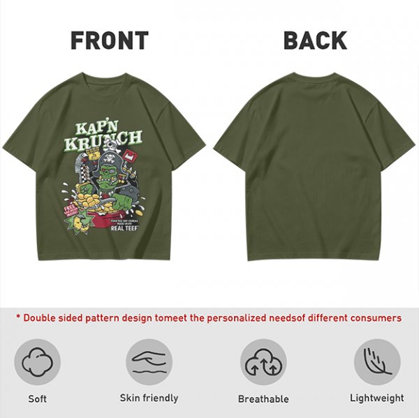 Kap'n Krunch Zombie Pirate Graphic Olive T-Shirt