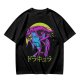 Olive t-shirt with neon vampire Dracula graphic and Japanese text