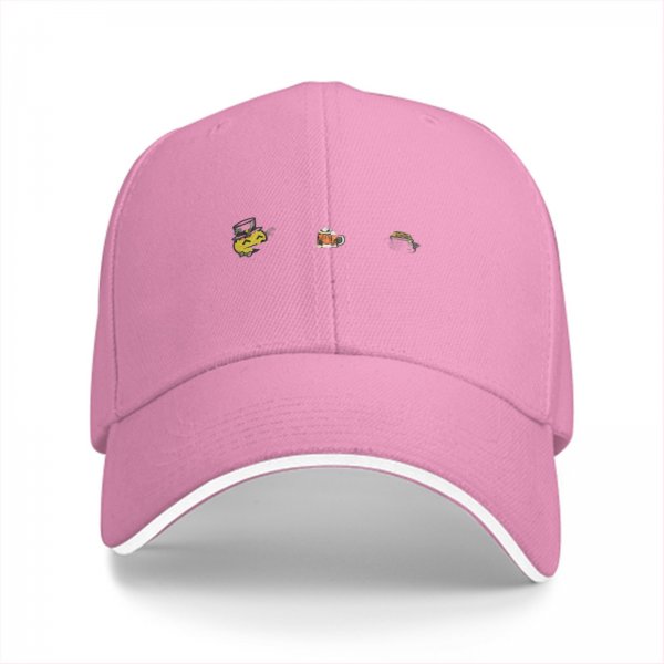 Black Baseball Cap With Small Beer And Drink Motif Embroidery
