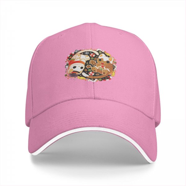 Black baseball cap with cute Christmas cat gingerbread print