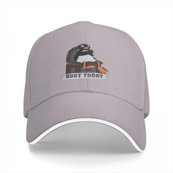 Black baseball cap with a penguin graphic that says Noot Today